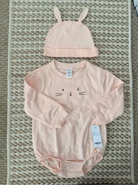 Carter's Pale Pink Bunny Face Bodysuit with Ear Hat